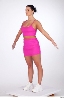 Reeta a-pose casual dressed pink crop top pink elastic short…